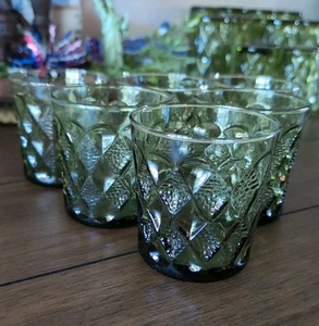 VTG Anchor Hocking Fire King Gemstone Kimberly Green Juice Tumblers Assor Set 6 - Picture 1 of 8