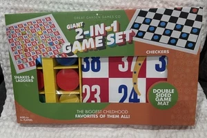 Giant 2-in-1 Snakes & Ladders & Checkers Game Set 39”x39” Double Sided Game Mat - Picture 1 of 5