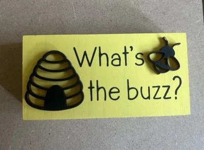 Wooden Summer Bee Tier Tray Home Decor Handmade Small Block - Image 1 of 4