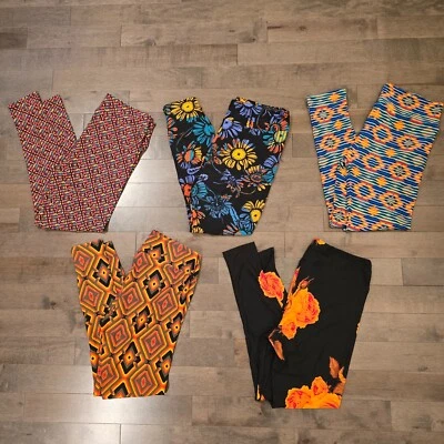 Комплект из 5 леггинсов LuLaRoe — высокие и пышные TC удобные оранжевые ацтекские геометрические - Изображение 1 из 4