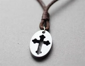 NUOVA Collana Surfer Uomo Pelle Canapa Metallo Choker - Foto 1 di 2