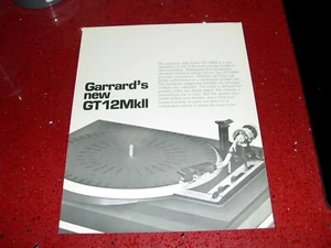 GARRARD GT12Mkll TURNTABLE SPEC SHEET - Bild 1 von 1