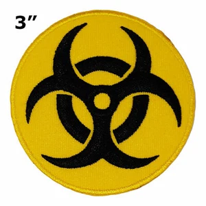 Zombie Apocalypse Bio-hazard Yellow Embroidered Patch Iron-on Applique - Picture 1 of 12