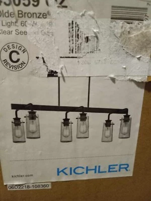 Lámpara de araña lineal Kichler 43059 Braelyn bronce antiguo 6 luces 34" Foto 1 de 2