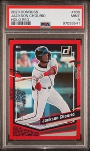 2023 Donruss Jackson Chourio #106 Holo Red 1859/2023 PSA 9 Mint Brewers SP - Picture 1 of 2