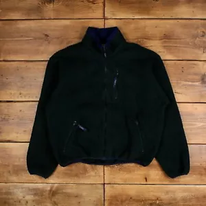 Vintage L.L.Bean Outdoor Jacket L Deep Pile Fleece USA Made Green - Picture 1 of 7