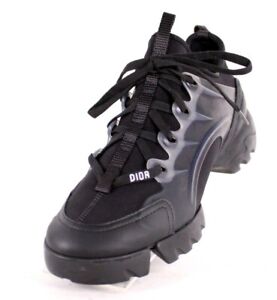 DIOR $1,090 Black Tech Knit & Rubber Lace-Up D-CONNECT Chunky Sneakers 38