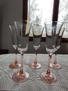 Vintage Fluted Champagne Glasses Set 5 Americana Rose by Cristal D'Arques Durand - Picture 1 of 3
