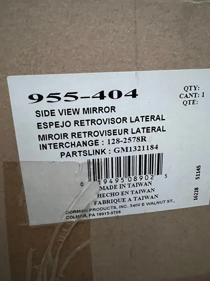 NUEVO Espejo Puerta Lado Derecho Pasajero Manual se adapta a Saturn SL 00 01 Dorman 955-404 Foto 1 de 1