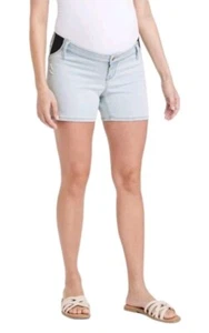 Isabel Maternity Size 10 Under Belly Maternity Light Wash Jean Shorts A-47 - Picture 1 of 3