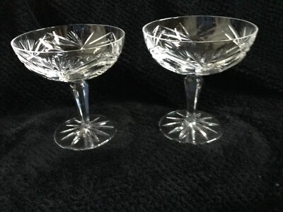 Vintage Gorham Rosewood (Older Pattern) Fan Star Crystal Sherbet Champange (2) - Image 1 of 4