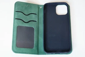 Used iPhone 13 mini Green Magnetic Flip Stand Card Slots Protective Case Cover - Picture 1 of 5