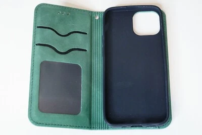 Used iPhone 13 mini Green Magnetic Flip Stand Card Slots Protective Case Cover - Image 1 of 4