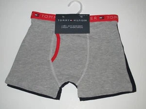 Tommy Hilfiger Boys M 8-10 2 Pk Cotton Knit Boxer Brief Shorts Underwear Gray - Picture 1 of 2