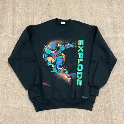 Vintage Crazy Shirts Sweatshirt Mens Large Black 1980s Football - Image 1 of 4