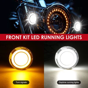 2Pcs 1157 DRL Front LED Turn Signals Blinker Lights For Harley Road Glide Street - Picture 1 of 12