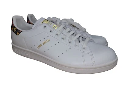 Adidas Stan Smith Women's Shoes Floral Sneaker White-Gold EF1481 Size 10 New - Image 1 of 4