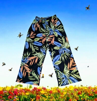 PHILOSOPHY Wide Leg Floral PALM TROPICAL Pull On Pants PLEATED Women’s Small - Image 1 of 4