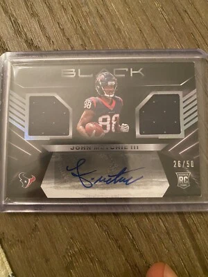 2022 Panini Black John Metchie III Rookie Patch Auto RSM-JME /50 Texans BJM1 - Image 1 of 2
