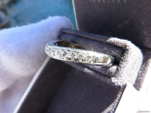 CURVED WEDDING RING SOLID WHITE GOLD 18K 750 3.7g DIAMONDS 0.23Ct SIZE6.75 $1650 - Picture 1 of 18