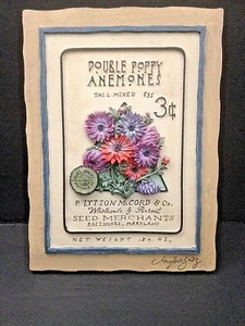 3D Double Poppy Anemones Lytton McCord Wall Plaque - Mary Beth Zeitz 6.5" x 4.5" - Picture 1 of 6