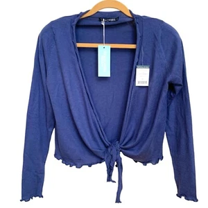 WoolOvers Cravatta Frontale Cardigan Balletto Blu Francese Cotone Seta Piccolo Balletcore Tag - Foto 1 di 9