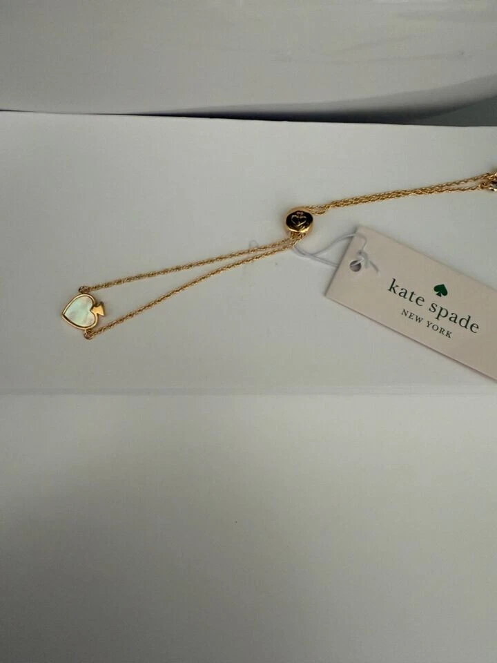 New Kate Spade Signature Mini Spade Slider Bracelet O0R00184 Gold Tone Cream NWT - Image 1 of 1