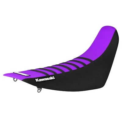 Funda de asiento Kawasaki KDX 200/220 1995-2007 NEGRO/PÚRPURA/NEGRO costillas #85 logotipo Foto 1 de 4