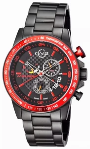 GV2 BY GEVRIL 9906 SCUDERIA BLACK IP STAINLESS STEEL TACHYMETER WATCH NEW COND - Picture 1 of 3