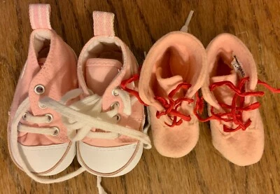 Zapatos de tenis Baby Osh Kosh B'Gosh talla 0 rosa + mocasines de fieltro rosa ciervo bebé  Foto 1 de 4