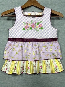 Matilda Jane Girls Sz 8 Floral Sleeveless Peplum Prudence Gingham Ruffle - Picture 1 of 7