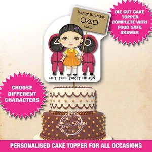 PUPPE Tintenfisch Spiel Happy Birthday Kuchen Topper CHARAKTERWAHL personalisiert 52 - Bild 1 von 17