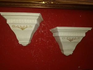 TOLLES PAAR HOLZREGALE ELFENBEIN/GOLD H 24 cm Breite 33,5 cm Tiefe 18 cm - Bild 1 von 7