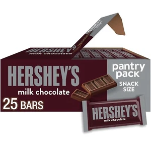 HERSHEY'S Milk Chocolate Snack Size, Candy Bars, 11.25 oz (25 Pieces) - Picture 1 of 7