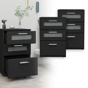 2 Stück Nachttisch Nachtschrank Beistelltisch Boxspringbett Kommode 3 Schubladen - Bild 1 von 6