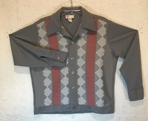 Vintage KINGS ROAD Knit GRAY RED WHITE Shirt ROCKABILLY Brat Pack Goodfellas L - Picture 1 of 6