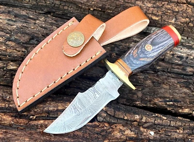 SHARDBLADE Custom Hand Forged Damascus Steel Hunting Mini Skinner Knife W/SHEATH - Image 1 of 4