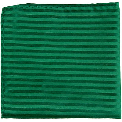 New men's polyester woven tone on tone stripe emerald green hankie pocket square - Image 1 of 2