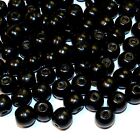 W699 Glossy Black 16mm Semi- Round Wood Beads 100-grams (40 Beads)