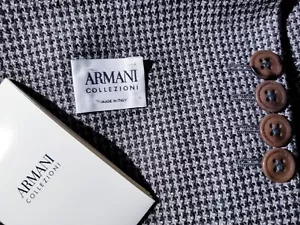 46L Armani Collezioni tooth check loose-weave wool Tweed Blazer Jacket sportcoat - Picture 1 of 9