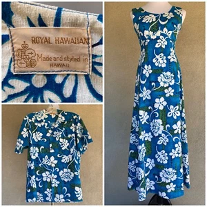 🌺 Vintage Royal Hawaii Flitterwochen Set Rindenstoff Kleid XS & Herren Hemd M 🌺 - Bild 1 von 12