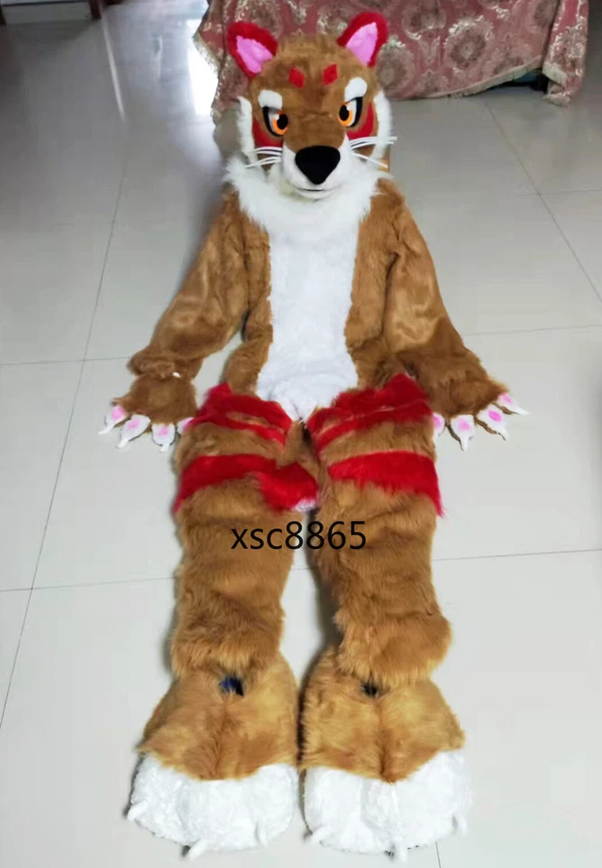 Long Fur Husky Dog Fox Mascot Costume Fursuit Halloween Suit Cosplay NEW - Image 1 of 3