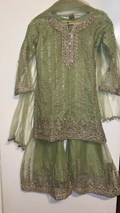 Asian Girls wedding dress pistachio dress size 7-8 years - Picture 1 of 6