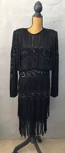 Judith Ann Creations Kleid schwarz Pailletten Größe M Neu mit Etikett (defekt) sehr schwer - Bild 1 von 13