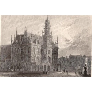 TOWN HALL, AUDENARDE - Original 19th Century Engraving - J. Woods - Bartlett - Picture 1 of 2