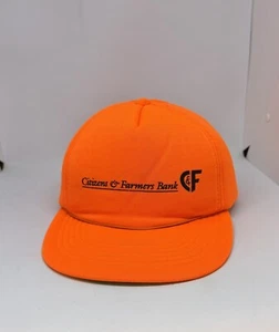 Citizens & Farmers Bank Blaze Orange SnapBack Adjustable Baseball Cap Hat - Picture 1 of 6