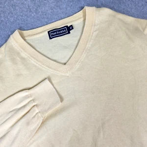 Paul Frederick V-Neck Sweater Men’s Size XLT Yellow 100% Pima Cotton Ribbon Cuff - Picture 1 of 7