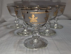 Set of 6 Vintage 60's Libbey Golden Foliage 6 oz Champagne Sherbet Glass #3003 - Picture 1 of 14