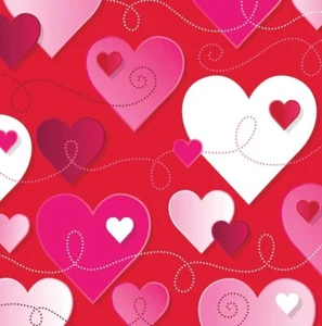 Creative Converting Paper Lunch Napkins, Hearts and Swirls, 16-Count - Picture 1 of 2