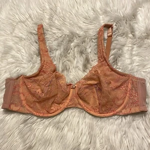 Cacique 42C Bra Unlined Underwire Back Closure Semi Sheer - Picture 1 of 6